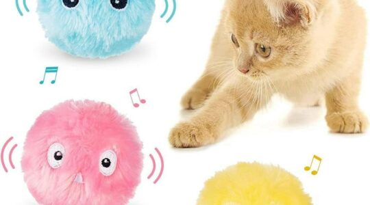 Fluffy Plush Chirping Cat Ball Interactive Toy
