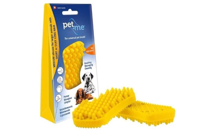 Pet+Me Yellow Silicone Brush for Short-Medium Hair Dogs